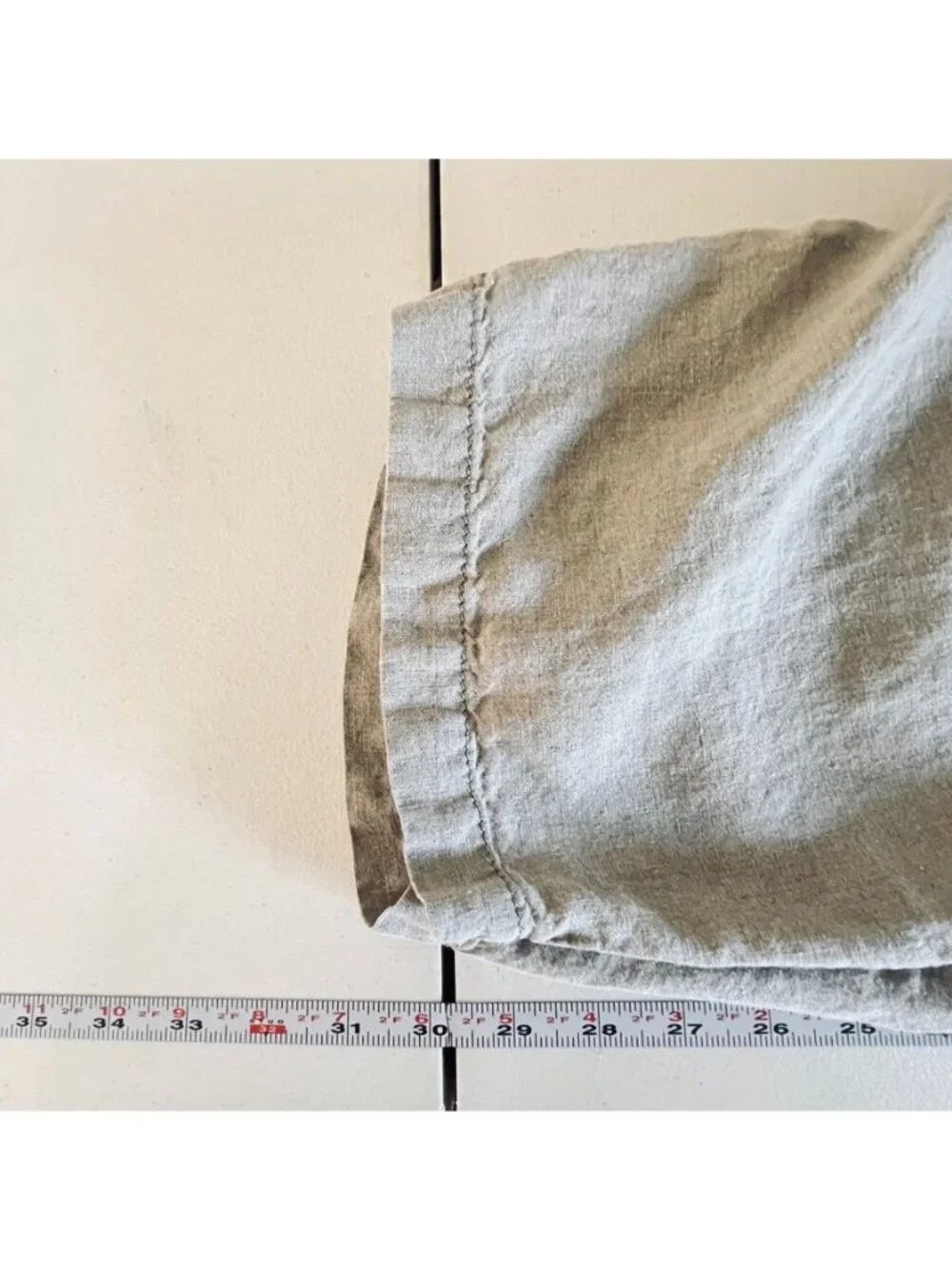 Eileen Fisher XL Tan Linen Barrel Leg Pants Cropped Relaxed Lagenlook Coastal